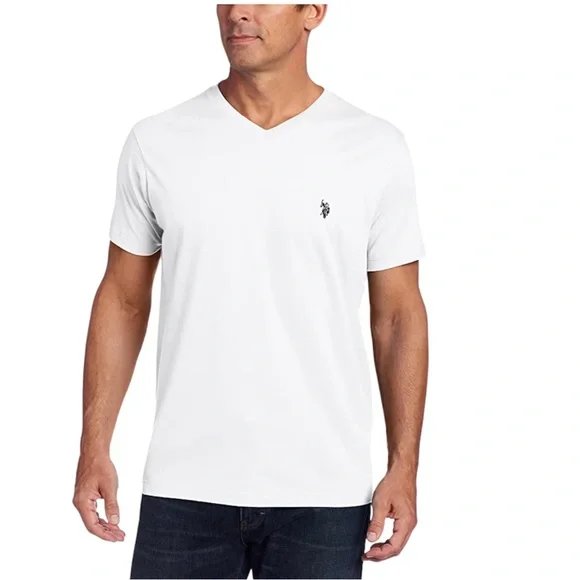 U.S. POLO ASSN Solid V-NECK T-Shirt. White - Picture 1 of 2